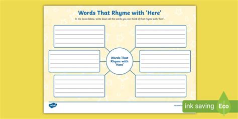 Words That Rhyme with 'Here' Mind Map (teacher made)