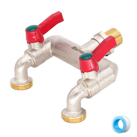 iBamso Brass 1/2'' Inch Double Water Tap, Tap and Splitter 2 in 1,1/2 ...