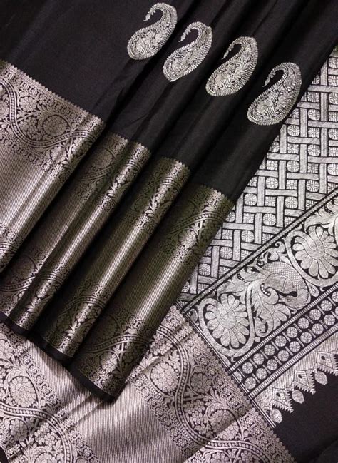 Majestic black pure Kanchipuram silk saree – www.kosigam.com