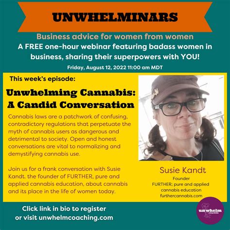 Katie Christianson on LinkedIn: Don't miss today's Unwhelminar, all about cannabis! Spotty and…