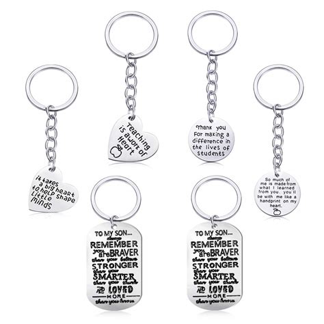 FineGood 6 Pcs 3 Shapes Inspiration Keychain Gift for Teacher and Son ...