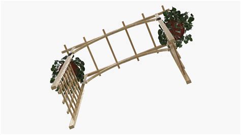 3D Garden Arch Trellis with Climbing Plants in Hanging Pots | 3D Molier ...