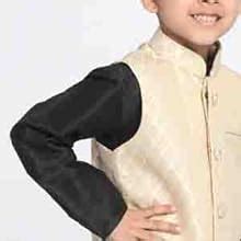 Buy JBN Creation Boy's Silk Blend Nehru Jacket (VASBJBL005_14_Black at ...
