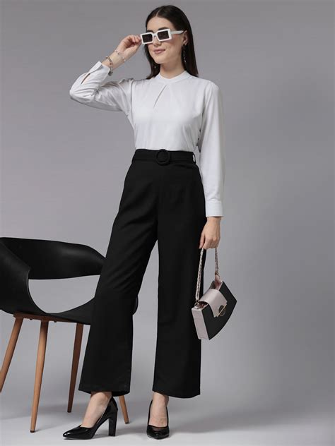 Style Quotient Women White Smart Opaque Band Collar Full Sleeves Smart ...