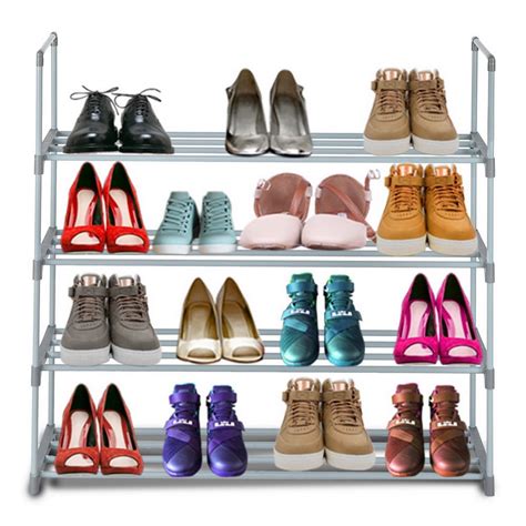 Buy Zimtown 20 Pairs Metal Shoe Shelf Rack 4 Tiers Shoe Tower Stand ...