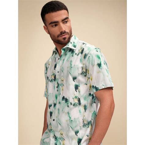 Buy LOCOMOTIVE Men Green Printed Relaxed Fit Shirt Online