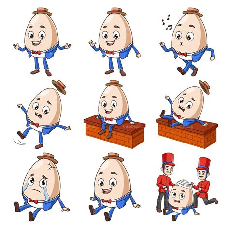 Humpty Dumpty Broken Eggshell Cartoon Clipart Vector - FriendlyStock