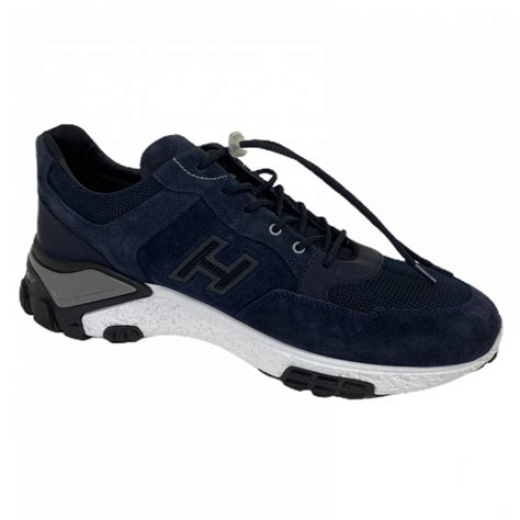 B67 sneakers uomo HOGAN H477 URBAN TREK suede blue shoes men
