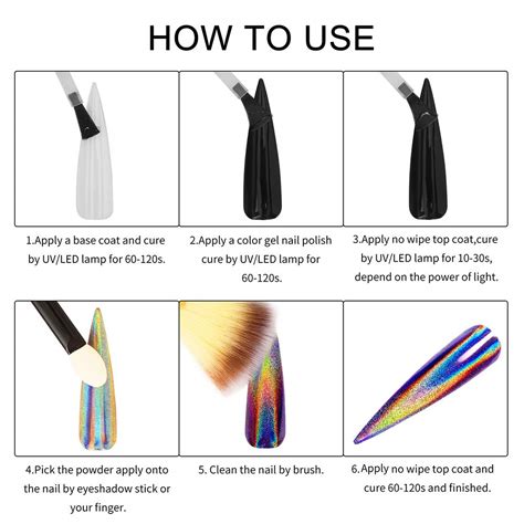 Artdone 20 Jars chrome nail powder metallic mirror effect holographic ...