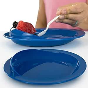 Vive Spill-Proof Scoop Plate, 9" (2 Pack) - Dish with Wall for Disabled ...