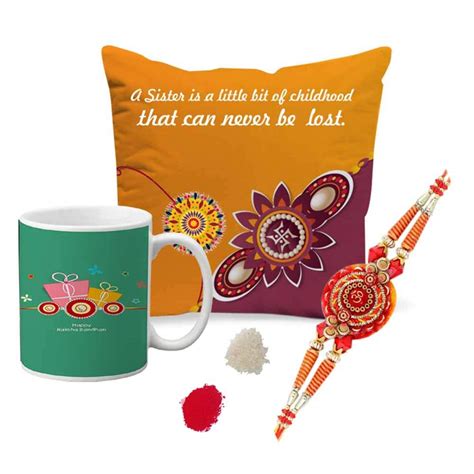 Indian Tag Raksha Bandhan Printed Cushion+Mug + Rakhi (a Sister is a ...