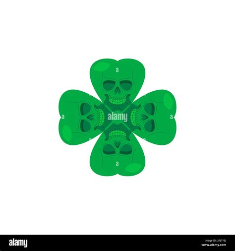 Skull clover. Four leaf clover for good luck with a skeleton Stock ...