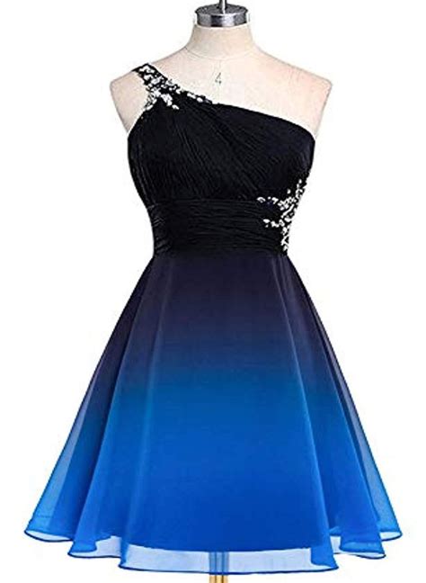 Black and Blue Gradient Chiffon Beaded Party Dress, A-line Chiffon ...