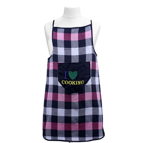 Buy Kuber Industries Checkered Design Cotton Waterproof Kitchen Apron ...