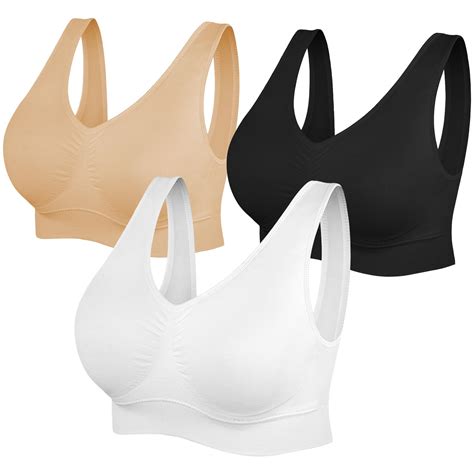 Womens Sports Bras, Yoga Comfort Seamless Stretchy Sports Bra for Women 3 Pack for sale | Las ...