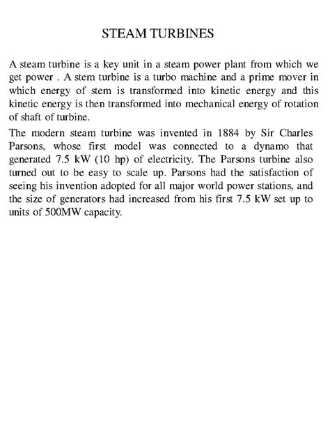 Compounding of steam turbines - STEAM TURBINES A steam turbine is a key ...