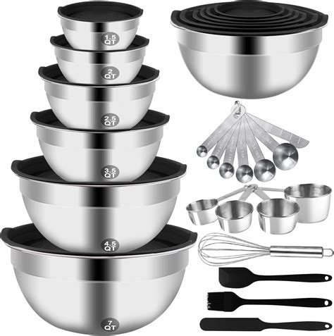Amazon.com: WEPSEN Mixing Bowls Set, 27PCS Stainless Steel Mixing Bowl ...