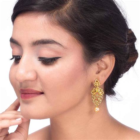 Gold Plated Filigree Drop Earrings – VOYLLA