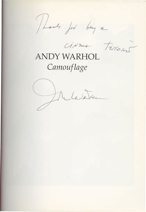 Andy Warhol: Camouflage (First Edition, inscribed by John Waters) by ...