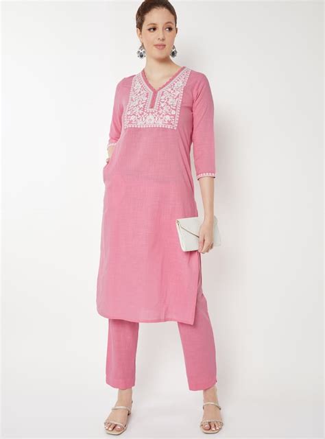 Buy Women Embroidered Straight Kurta Set Online at just Rs. 999.0 ...