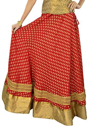 Buy Banarasi Georgette Block Printed Border Skirt at Amazon.in