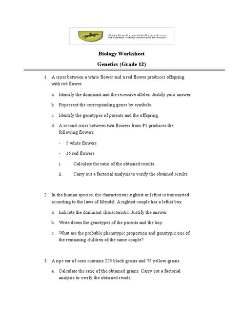 Image result for Genetics Grade 12 Notes PDF Download