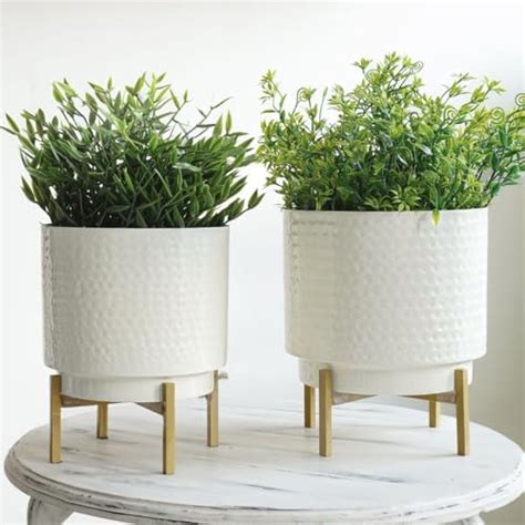 BEHOMA Hammered Metal Indoor Planter for Table Top and Floor | Living ...