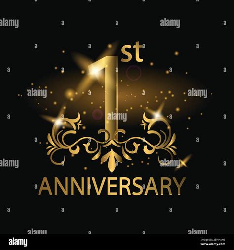 1st years anniversary celebration. 1st anniversary logo with gold color ...