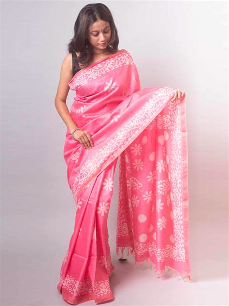 Katan Silk Saree with Batik Print - 2683 – AEVUM