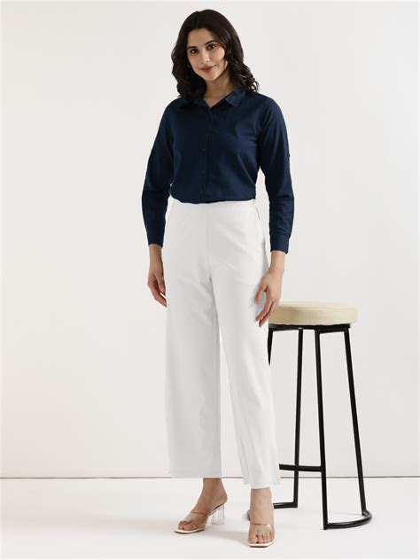 Women Royal Blue Wide Leg Pants