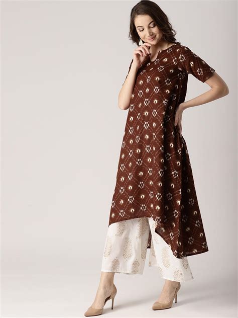 Buy Brown Printed Cotton Kurta Online at Rs.719 | Libas