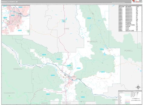 Missoula County, MT Wall Map Premium Style by MarketMAPS - MapSales
