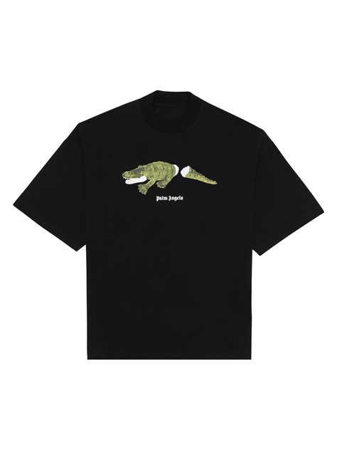 黑色鳄鱼印花短袖T恤