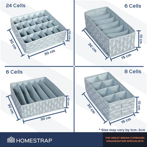 Set of 4 Drawer Organizer for Undergarments, Socks, Scarfs & Tie