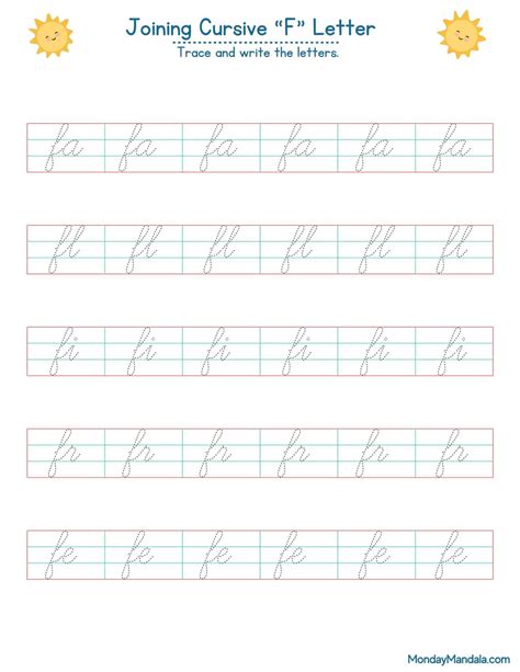 10 Cursive F Worksheets (Free Letter Writing Printables)