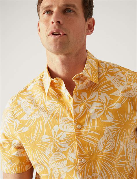 Buy Pure Cotton Hawaiian Cuban Collar Shirt at Marks & Spencer