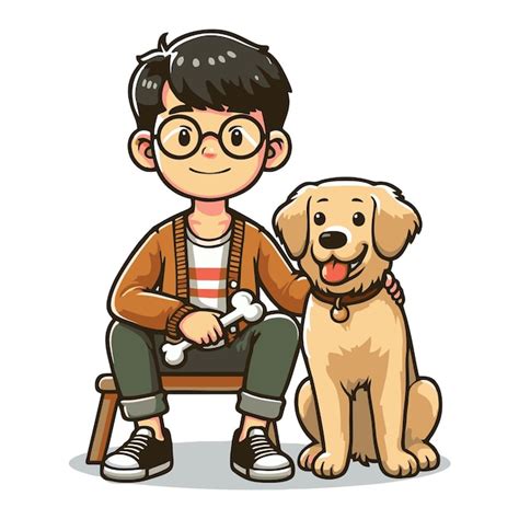 Vector of man with his dog | Premium AI-generated vector