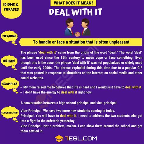 "Deal with It" Meaning, Origin and Examples • 7ESL