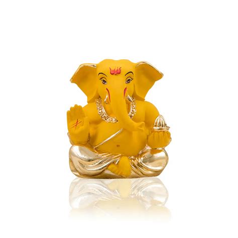 Small Ganesh Idol for Car Dashboard (2.6 Inch) | Gold Art India