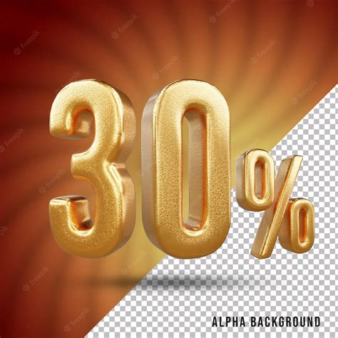 Premium PSD | 30 percent 3d gold number text