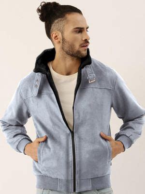 Buy Campus Sutra Men'S Grey Zip-Front Jacket with Fleece Detail (S) Online