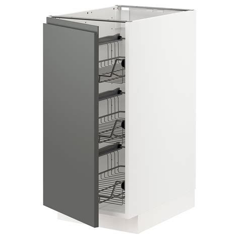 METOD base cabinet with wire baskets, white/Voxtorp dark grey, 40x60x80 ...
