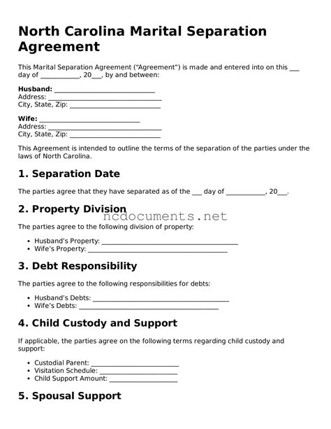 Download North Carolina Marital Separation Agreement Template - NC ...