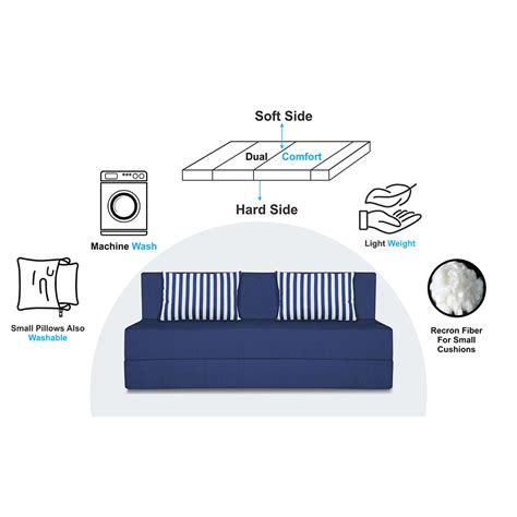 Adorn India Easy Alyn Plus Stripes 4 Seater Sofa Cum Bed (6x6) (Blue)
