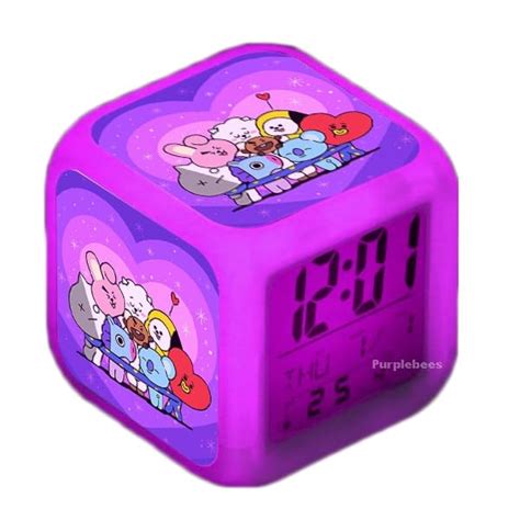 Buy BTS Digital Alarm Clock with Glowing LED, Color Change, and 4 BTS ...