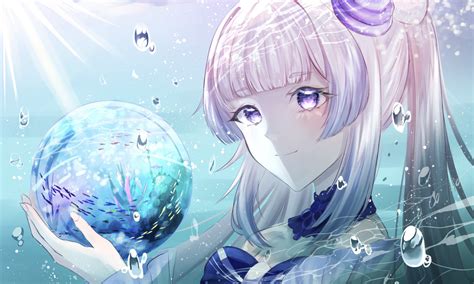Download wallpaper girl, ball, under water, goddess, Genshin Impact ...