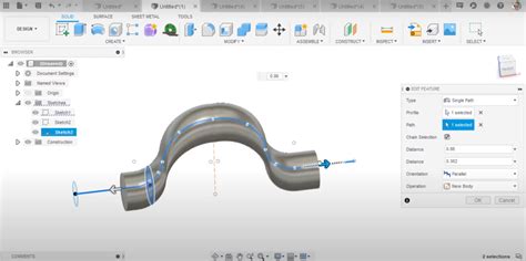 Fusion 360 Sweep Path 的图像结果