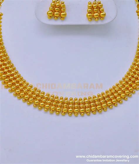 Buy Beautiful Real Gold Look Gold Plated Gold Beads Necklace Set Kerala ...