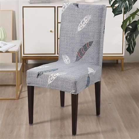 Grey Feather Print Chair Covers Set | HOKIPO – HOKIPO | Har Ghar ka ...