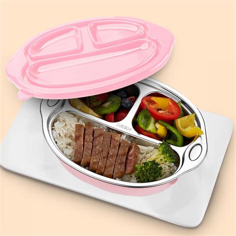 StarAndDaisy Stainless Steel Suction Baby Feeding Plates, Divided ...